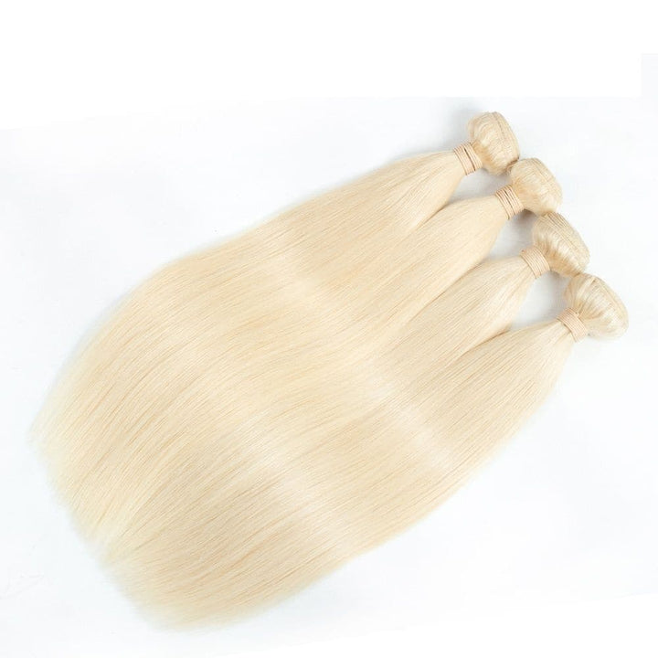 #613 Blonde Straight Brazilian Hair Bundles with HD Lace 13x4 Lace Frontal PLB01-#613