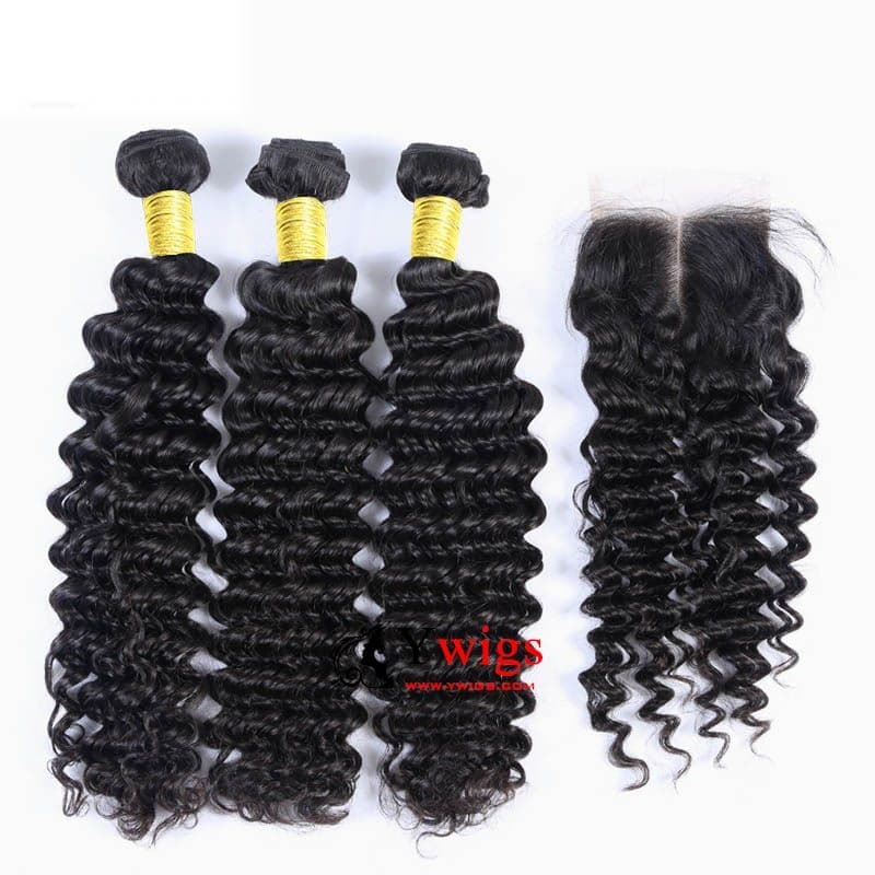 Deep Curly Brazilian Hair Bundles with 5x5 HD Lace Closure PSB10