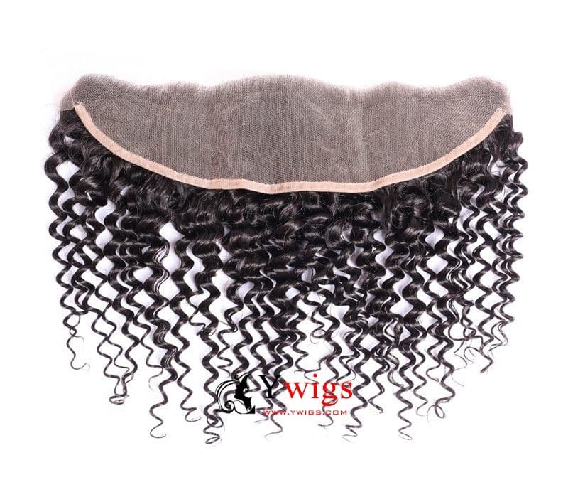 Natural Color Brazilian Hair Deep Curly Texture HD Lace 13x4 Lace Frontal LLB10