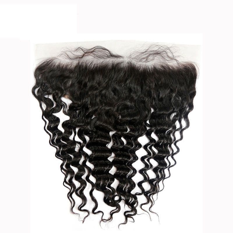 Natural Color Brazilian Hair Deep Wave Texture 13x4 HD Lace Frontal LLB05