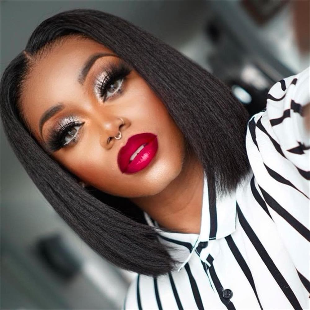 Kinky Straight 13 x 6 Lace Front Bob Wig BOB2S