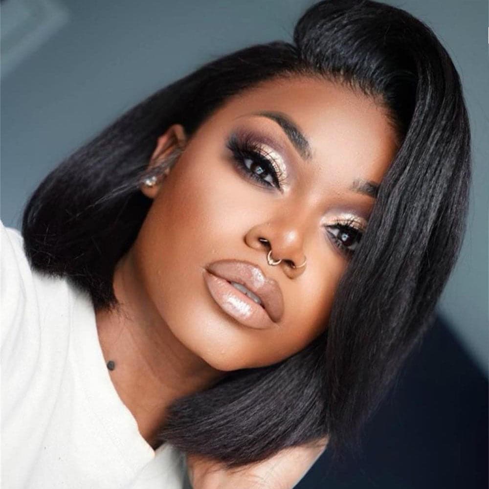 Kinky Straight 13 x 6 Lace Front Bob Wig BOB2S
