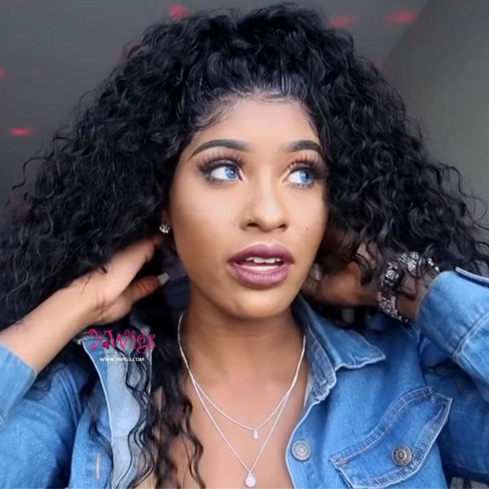 Loose Curly Human Hair 13 x 6 Lace Front Wigs AFB67