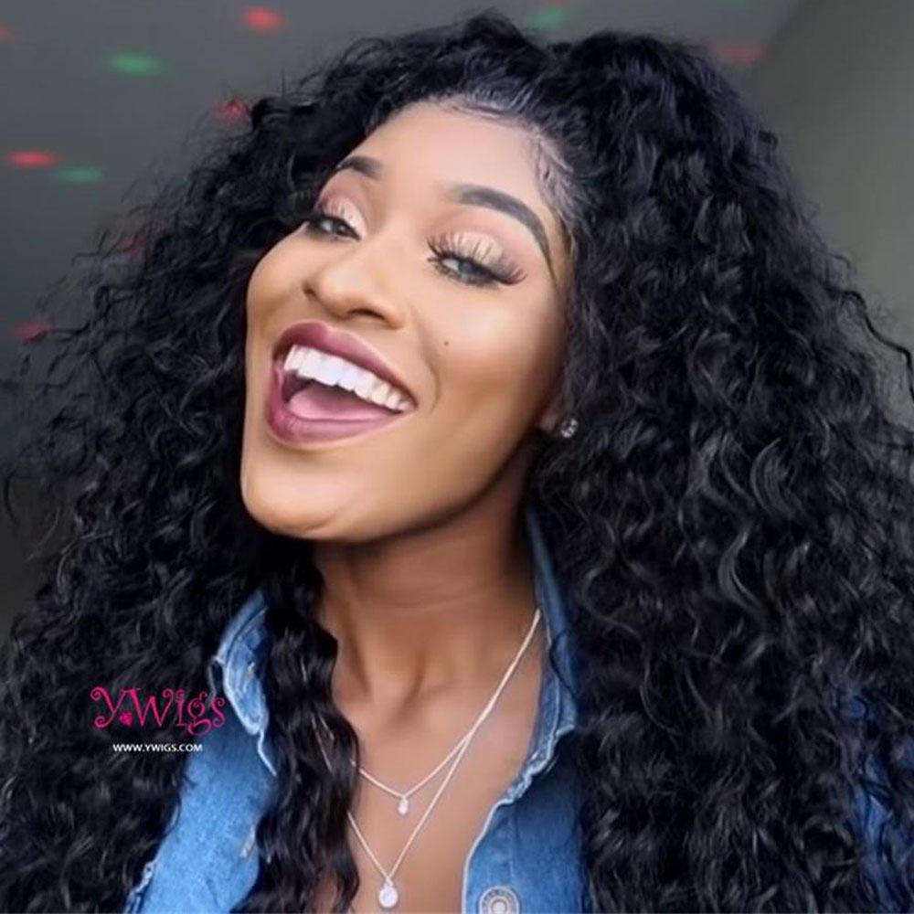 Loose Curly Human Hair 13 x 6 Lace Front Wigs AFB67
