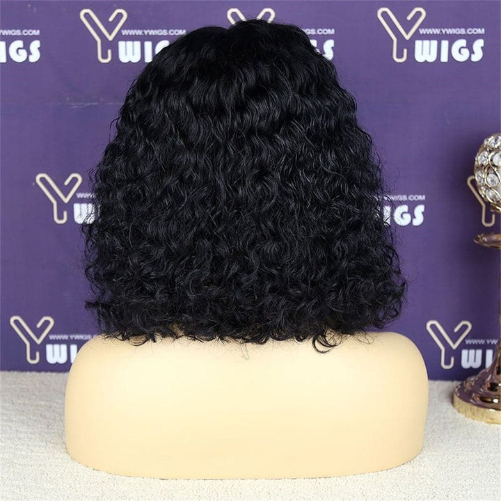 Short Curly Bob Human Hair 13 x 6 Lace Front Wig BOB2D
