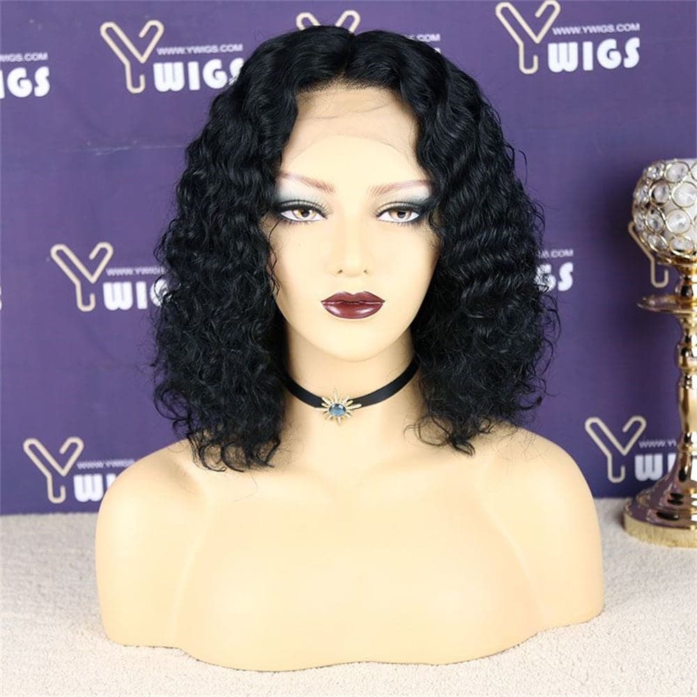 Short Curly Bob Human Hair 13 x 6 Lace Front Wig BOB2D