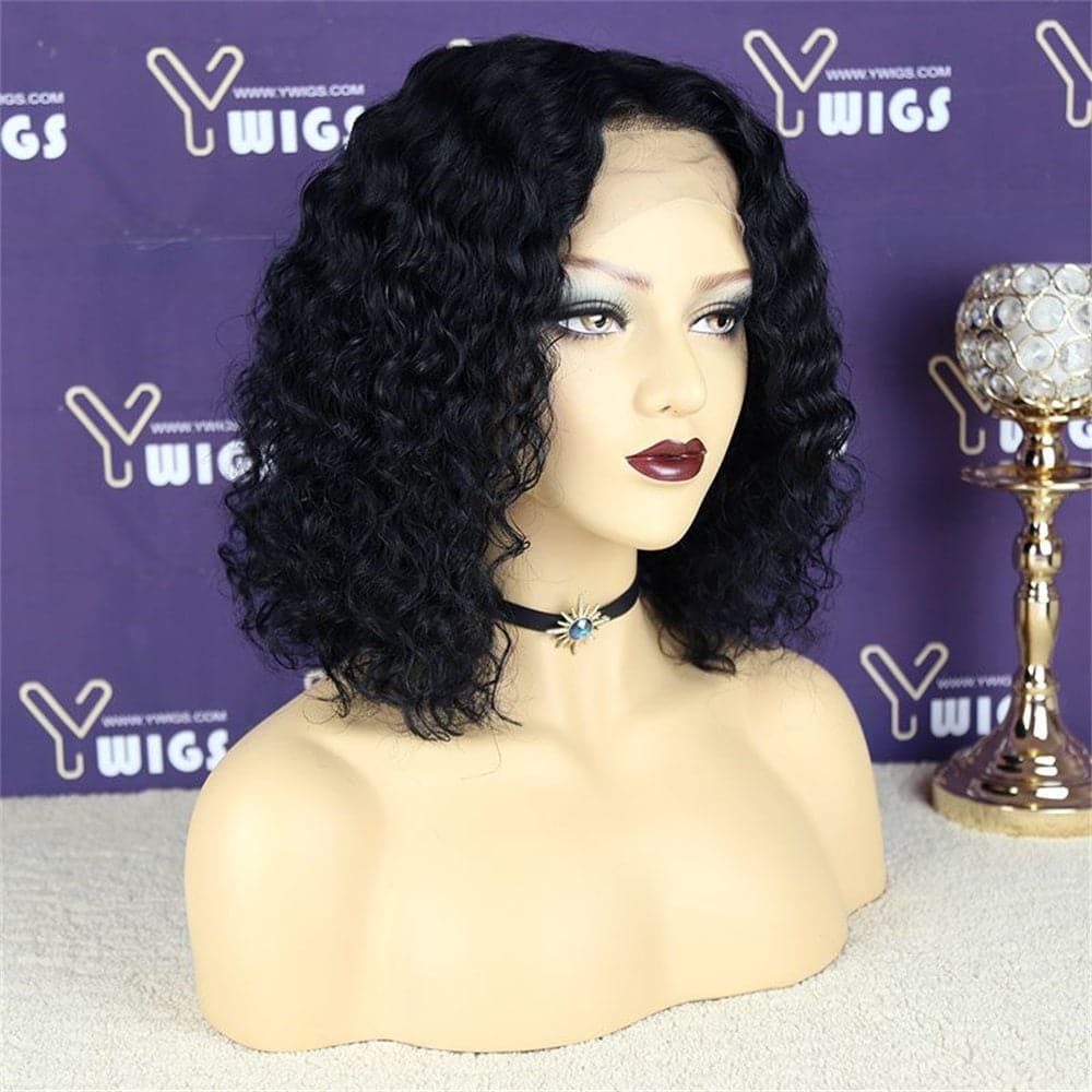 Short Curly Bob Human Hair 13 x 6 Lace Front Wig BOB2D