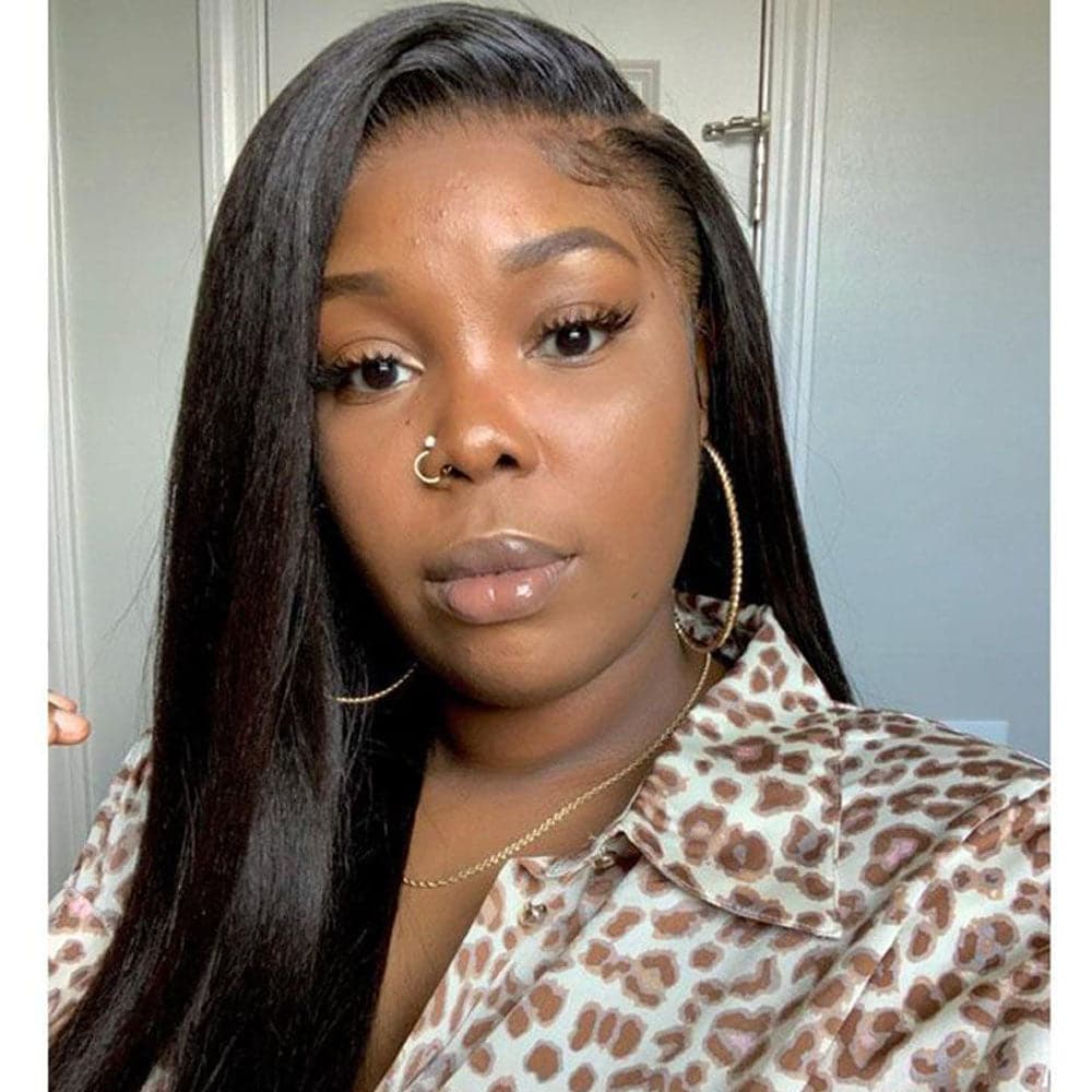 Kinky Straight Human Hair 13 x 6 Lace Front Wig AK69
