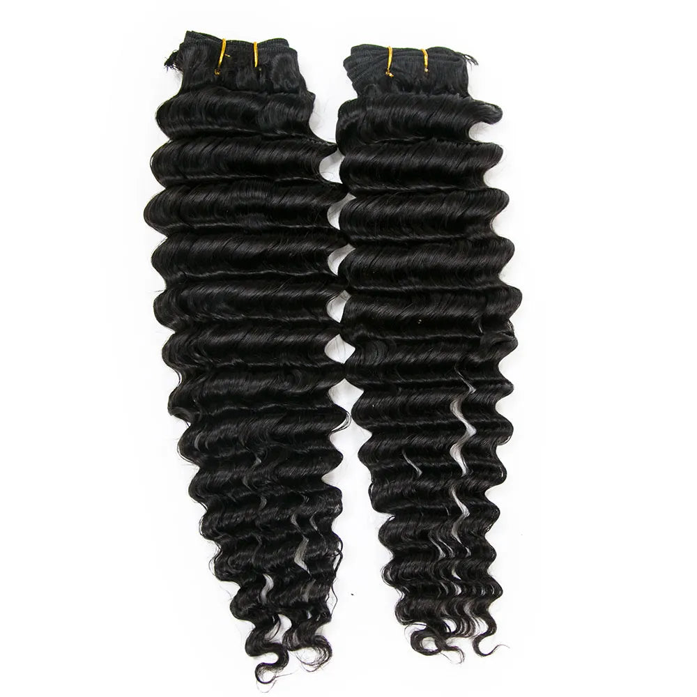Deep Wave Human Hair Bundles Natural Color