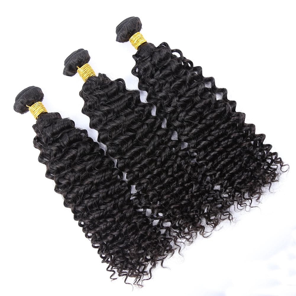 Deep Curly Human Hair Bundles Natural Color
