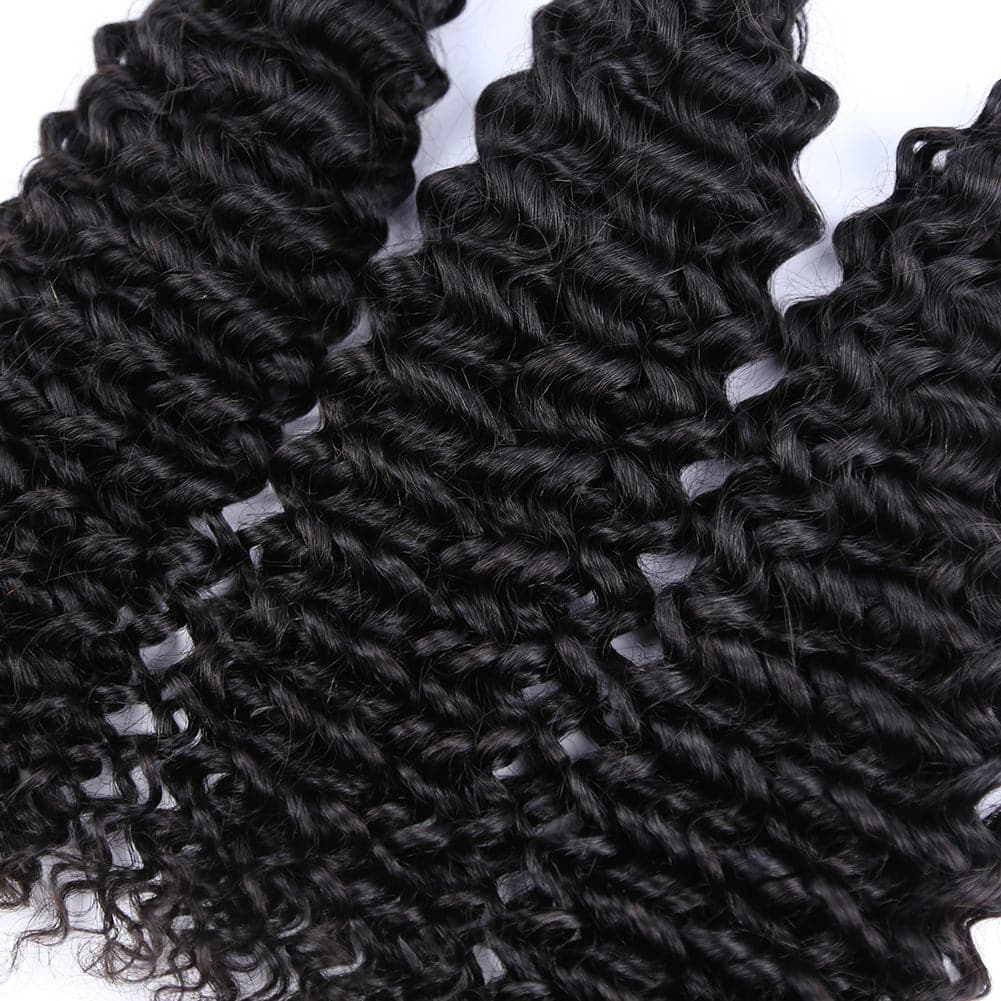 Deep Curly Human Hair Bundles Natural Color