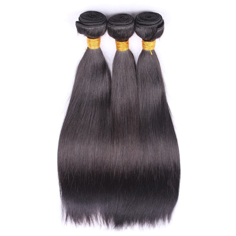 Natural Color Straight Brazilian Hair Bundles with 6x6 HD Lace Closure BS31